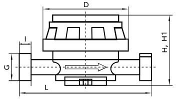 Габариты счетчика DN15-20