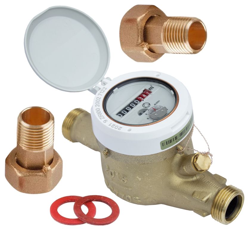 Счетчик воды Миномесс СВГД, 90°C, DN 15, Qn 1,5, L 165 mm, с присоединителями