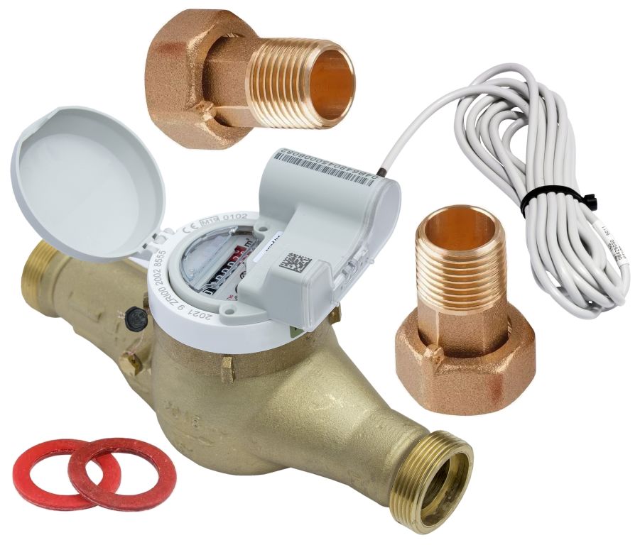 Счетчик воды Миномесс СВГД-М EDC M-bus Pulse, 90°C, Ду 32, Qn 6, L 260 mm, с модуляторным диском (1 L/Imp.), с присоединителями