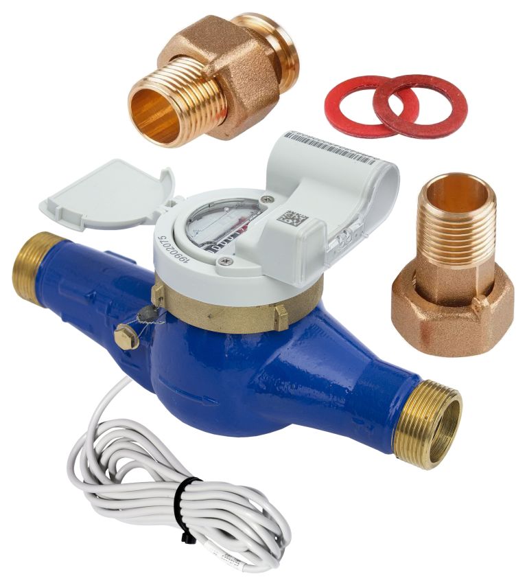 Счетчик воды Миномесс СВХД-М EDC M-bus Pulse, 40°C, Ду 20, Qn 2,5, L 190 mm, с модуляторным диском (1 L/Imp.), с присоединителями