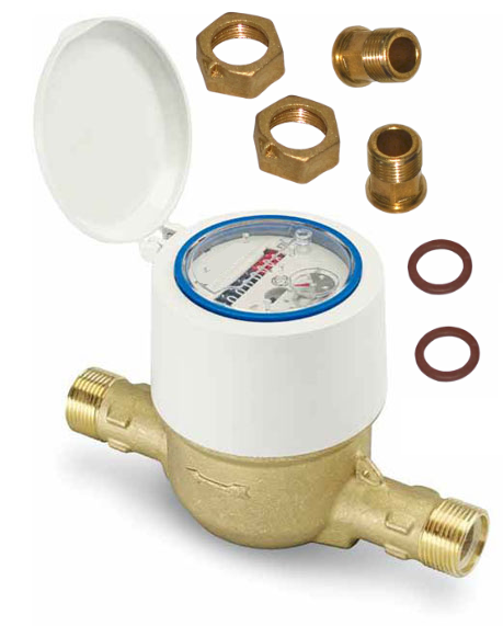 Счетчик воды Миномесс СВК, колбовый, 40°C, DN 32, Qn 6, L 260 mm, с присоединителями