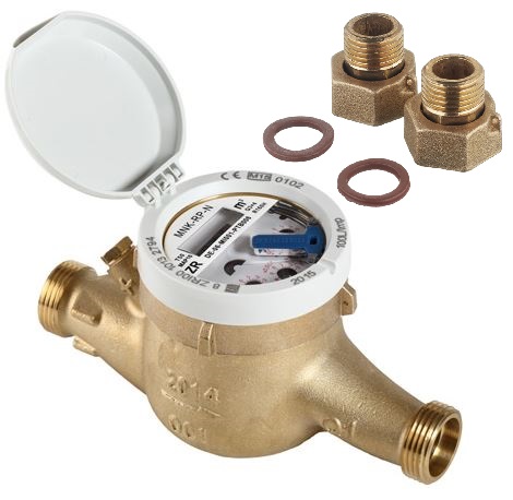 Счетчик воды - мокроход MNK-RP-N, 40°C, DN 15, Qn 1,5, L 170 mm, с присоединителями