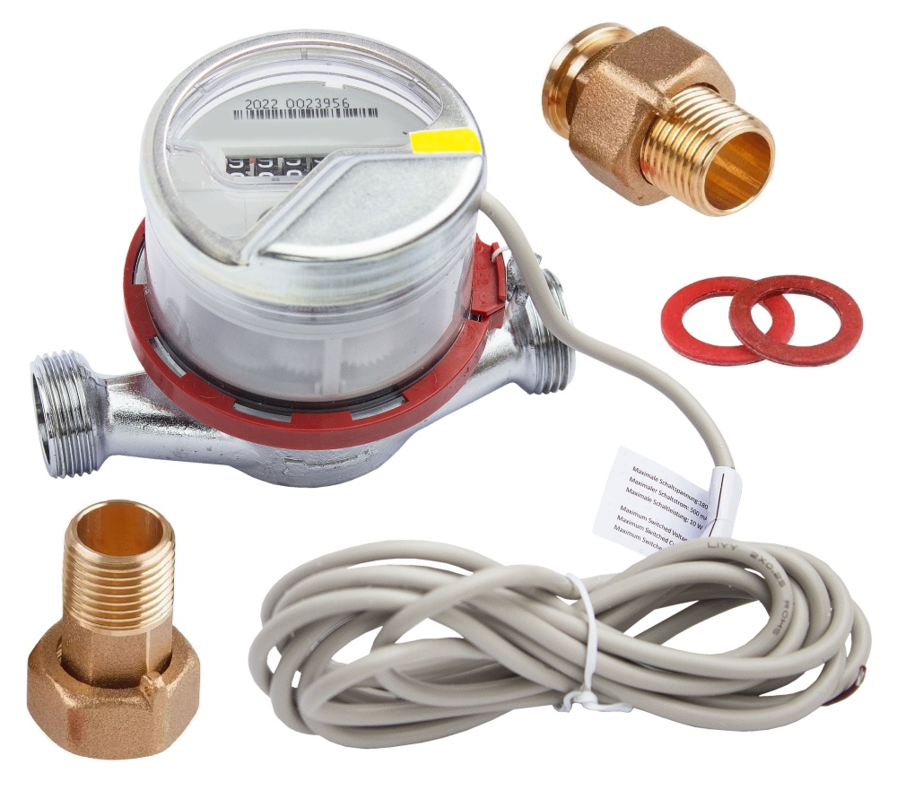 Счетчик воды Миномесс СВГИ, 90°C, DN 15, Qn 1,5, L 110 mm, с импульсным датчиком (1L/Imp.), с присоединителями