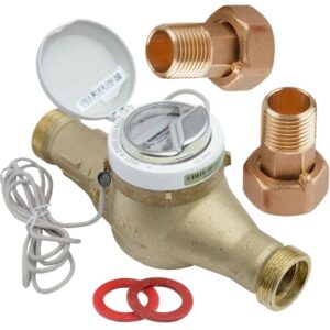 Счетчик воды Миномесс СВГДИ, 90°C, DN 15, Qn 1,5, L 165 mm, с импульсным датчиком (1/10/100 L/Imp.), с присоединителями, металлорукав