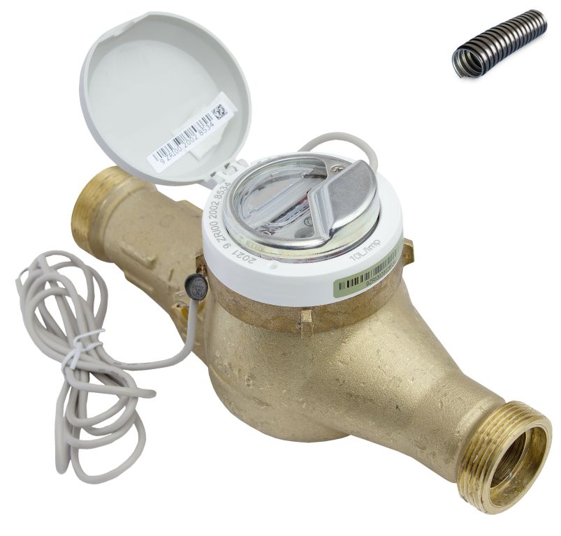 Счетчик воды Миномесс СВГДИ, 90°C, DN 32, Qn 6, L 260 mm, с импульсным датчиком (1/10/100 L/Imp.), без присоединителей, металлорукав