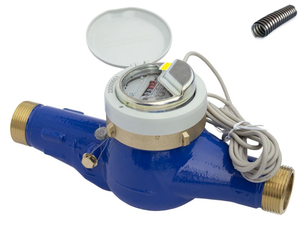 Счетчик воды Миномесс СВХДИ, 40°C, DN 50, Qn 15, L 300 mm, с импульсным датчиком (1/10/100 L/Imp.), без присоединителей, металлорукав