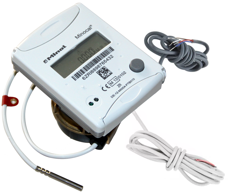 Теплосчетчик: Измерительная капсула Minocal Combi CMF (С5-M60), DN 15, Qn 0,6, длина кабеля 1,5 m, M-bus + имп.вход/выход 3х, для установки на обратный трубопровод + Проточная часть (EAS) для Minocal Combi CMF, с тех. заглушкой, 110 mm, DN 15, G3/4"B + Кран шаровый c гнездом термосопротивления, DN 15, R 1/2" + Узел присоединителей (2 штуцера, 2 гайки, 2 прокладки), DN 15 (G3/4"B R1/2")