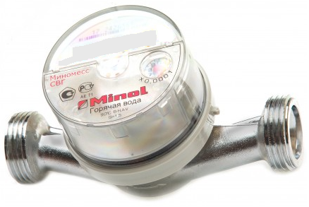 Счетчик воды Миномесс СВГ, 90°C, DN 15, Qn 1,5, L 80 mm, без присоединителей